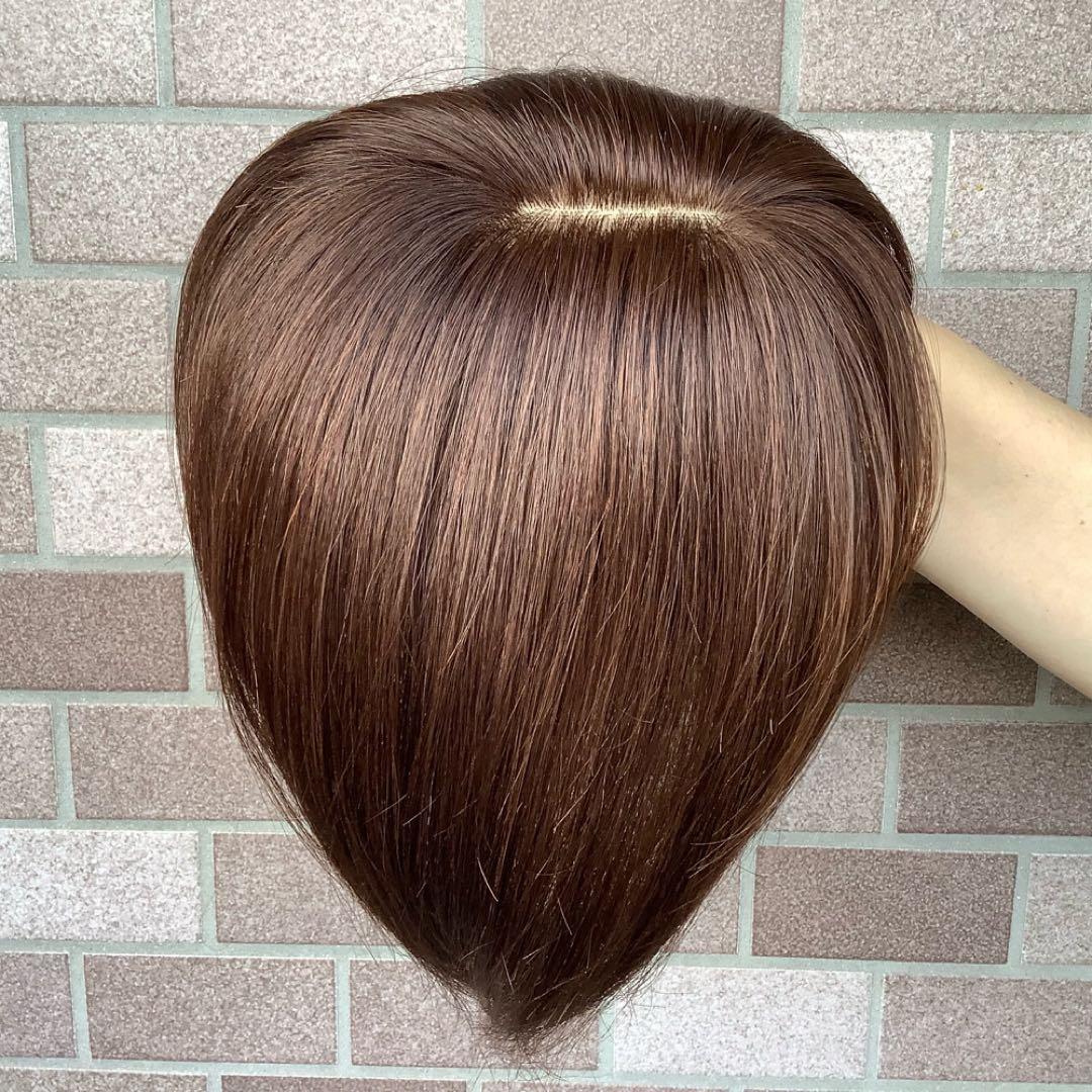 人毛100% 総手植 医療用 部分ウィッグ ヘアピース かつら ブラウン 茶 黒
