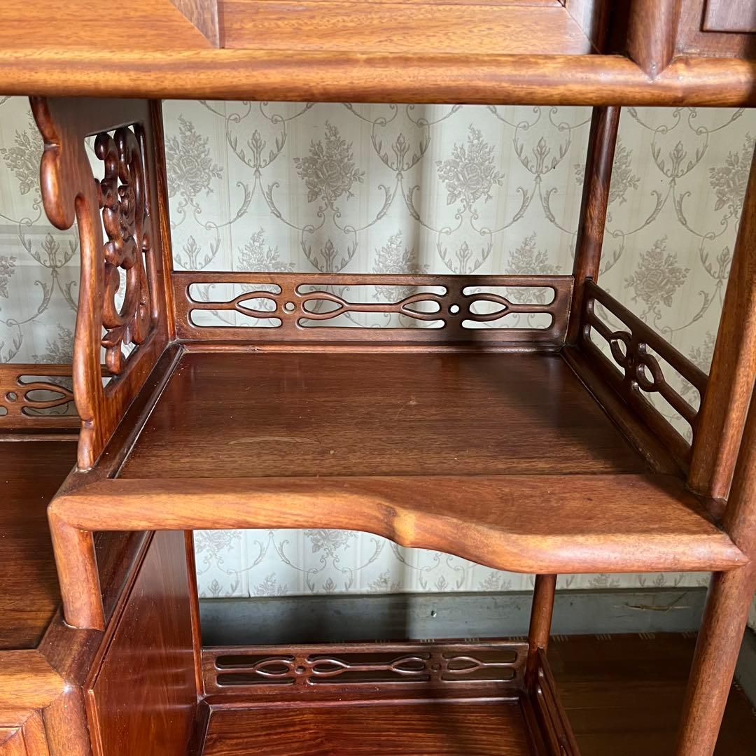 アンティーク】中国家具 天然木 無垢材 茶箪笥 飾り棚 唐木 螺鈿細工