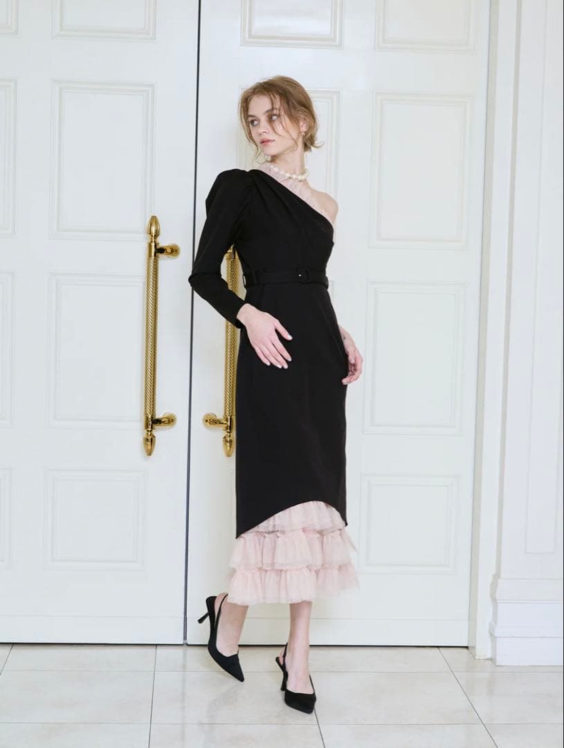 EIMY ISTOIREフリルチュールワンショルダードレス フリルチュールワンショルダードレス