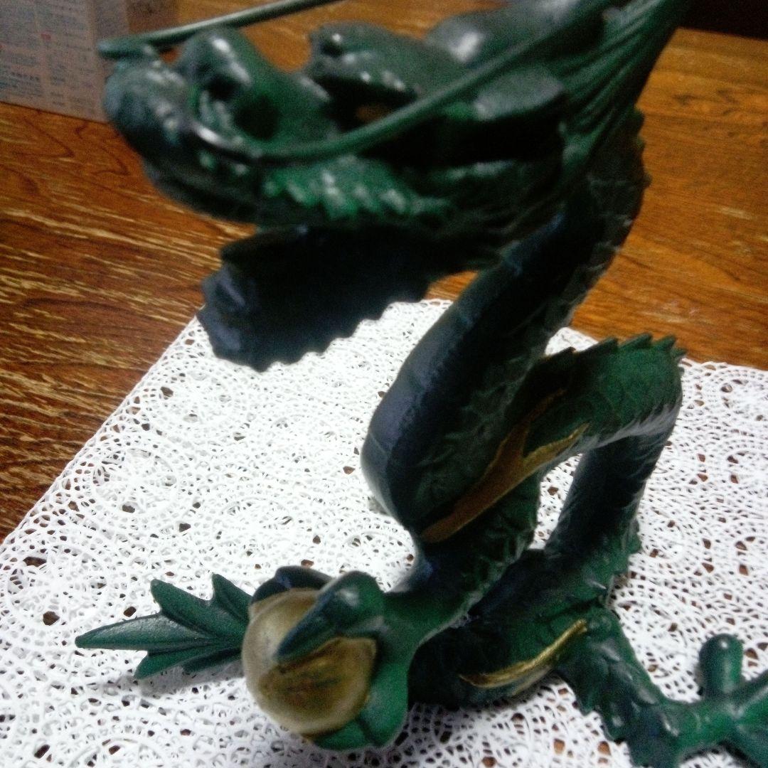 （美品）昇龍正義作金属工芸置物金属製ドラゴン彫刻 緑色