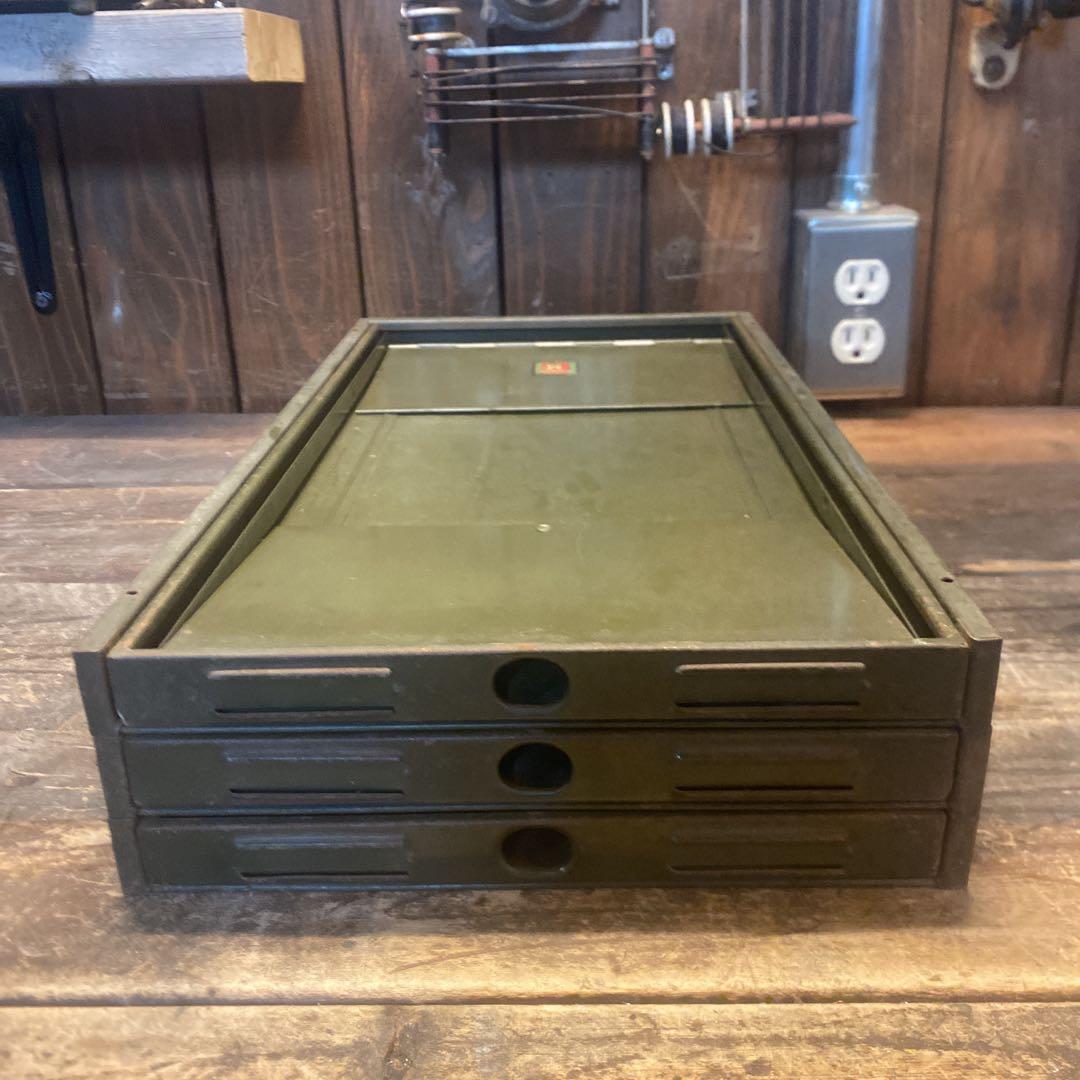 スチール製3段書類ケース ビンテージ サビ感 プラス 昭和レトロ 大量