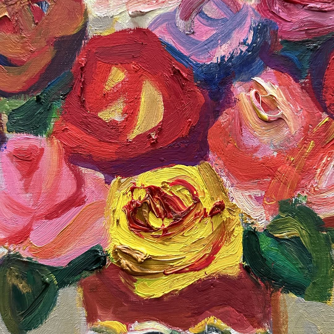 2114様感謝 ‼️村田省蔵「 薔薇 」肉筆油彩F6号署名共シール差函