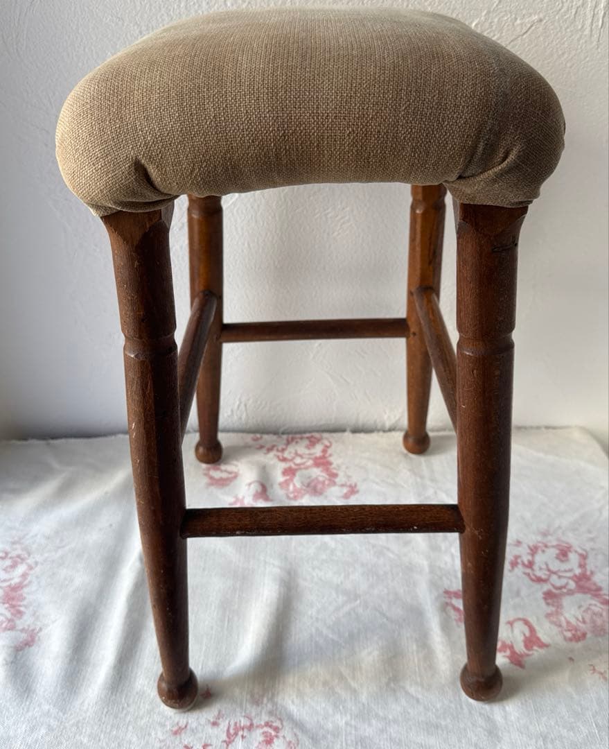 お値下げ】アンティーク布張りスツール アンティークスツール 古道具