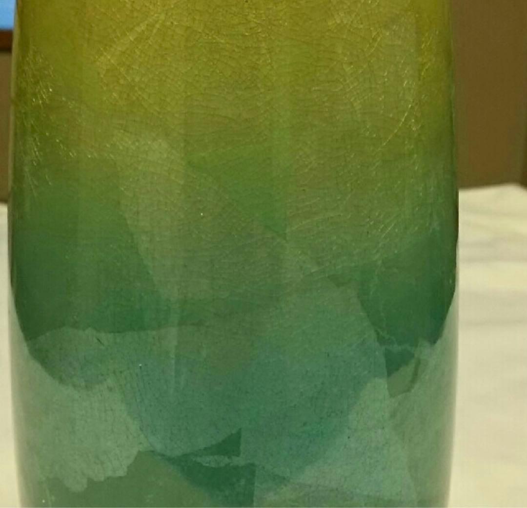 希少１点物レア久谷焼き銀彩黄萌色伊藤正峰 久谷宗秀 伊藤正峰 フラワーベース花瓶