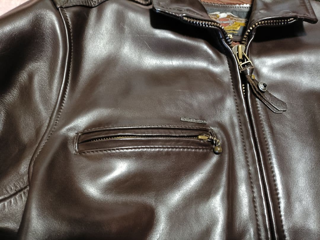 肉厚 馬革 ハーレーダビッドソン L シングルライダースジャケット