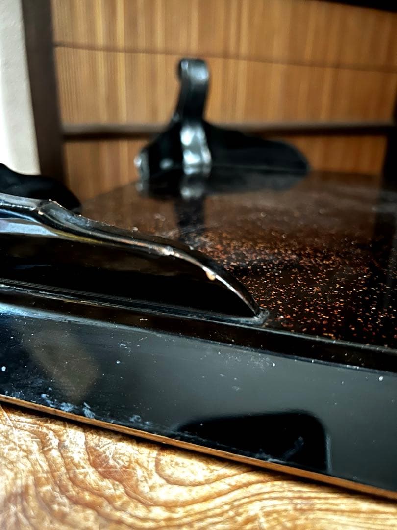 時代 漆芸 金彩 蒔絵 祝い膳 黒塗り 裏 梨地