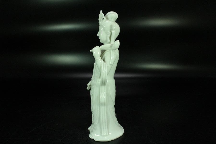 仏教美術 白高麗法隆寺形観音 共箱(K-LC864)