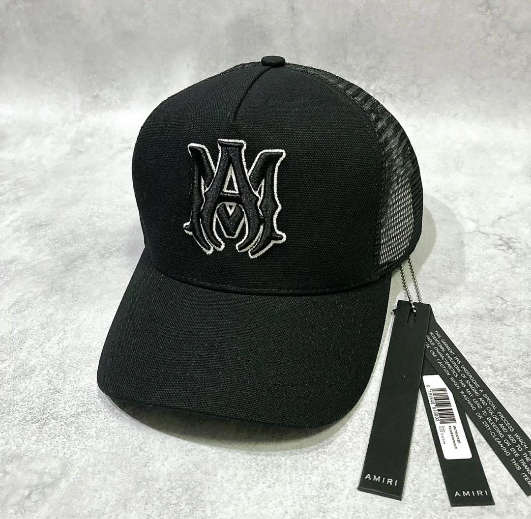 AMIRI ブラック ロゴ刺繍 キャップ