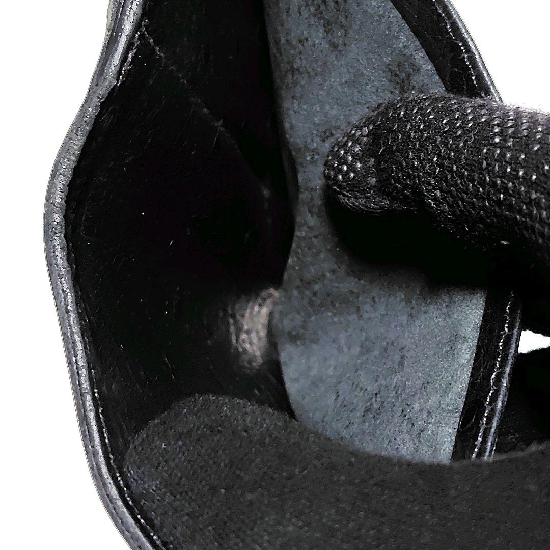 希少 イルビゾンテ 折り財布 黒 革 がま口 オーストリッチ 型押し 金ボタン