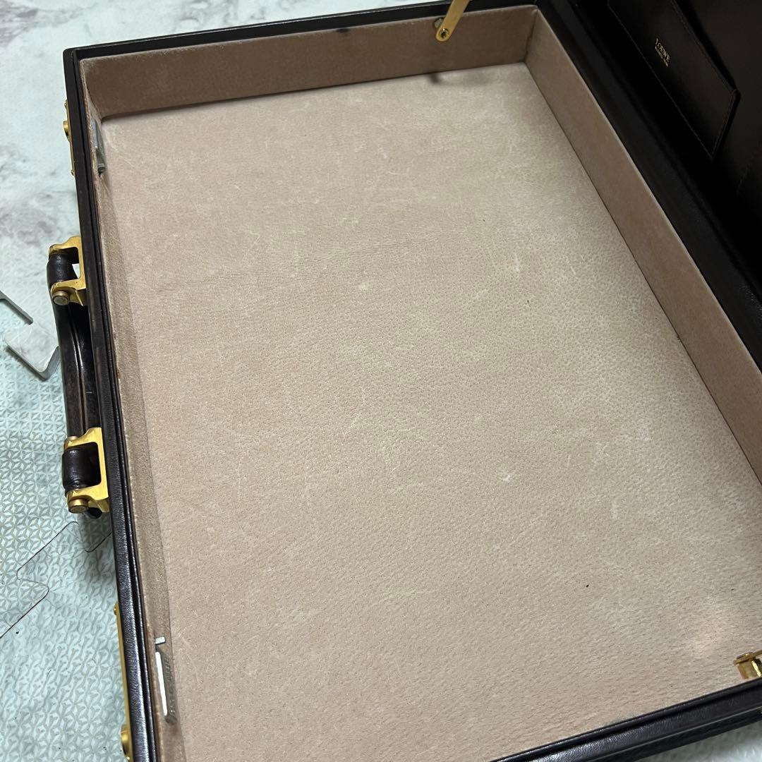 ロエベ アタッシュケース ビジネスバッグ アナグラム レザー ブラウン