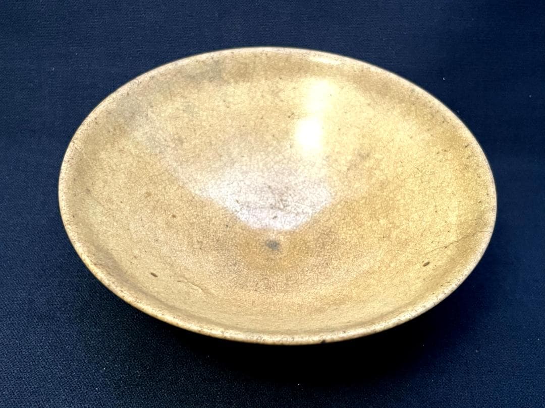 茶碗□お茶の先生所蔵品 平茶碗 李朝茶碗 白磁粉引 雨漏り手 時代物