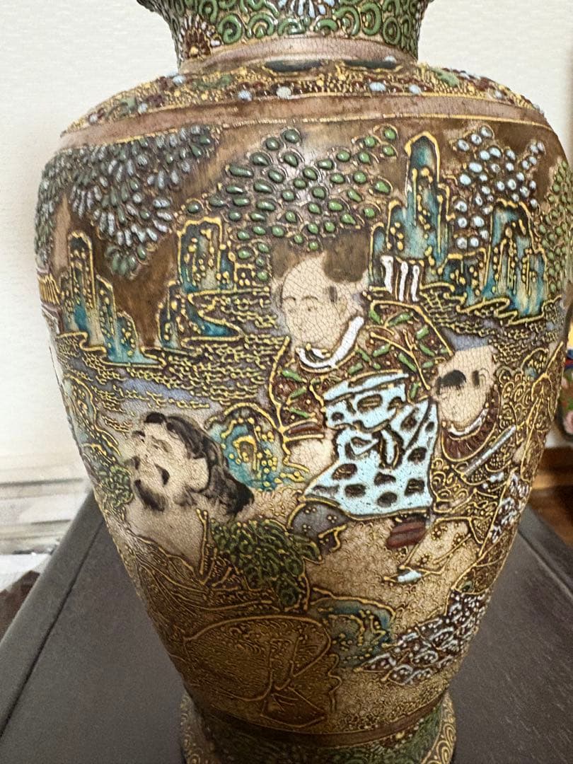 古美術 薩摩焼 飾り壺 大壺 花瓶 花器 置物 人物画 骨董 【楽天市場