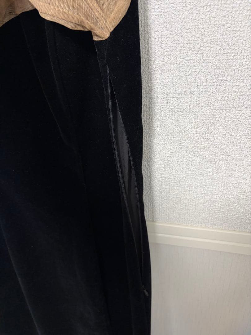 LEJA バックリボンシアー切り替え ベロアマーメイドフレアドレス