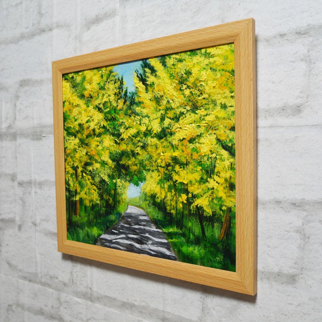 油絵 油彩 油彩画 絵 絵画 【ミモザのトンネル】