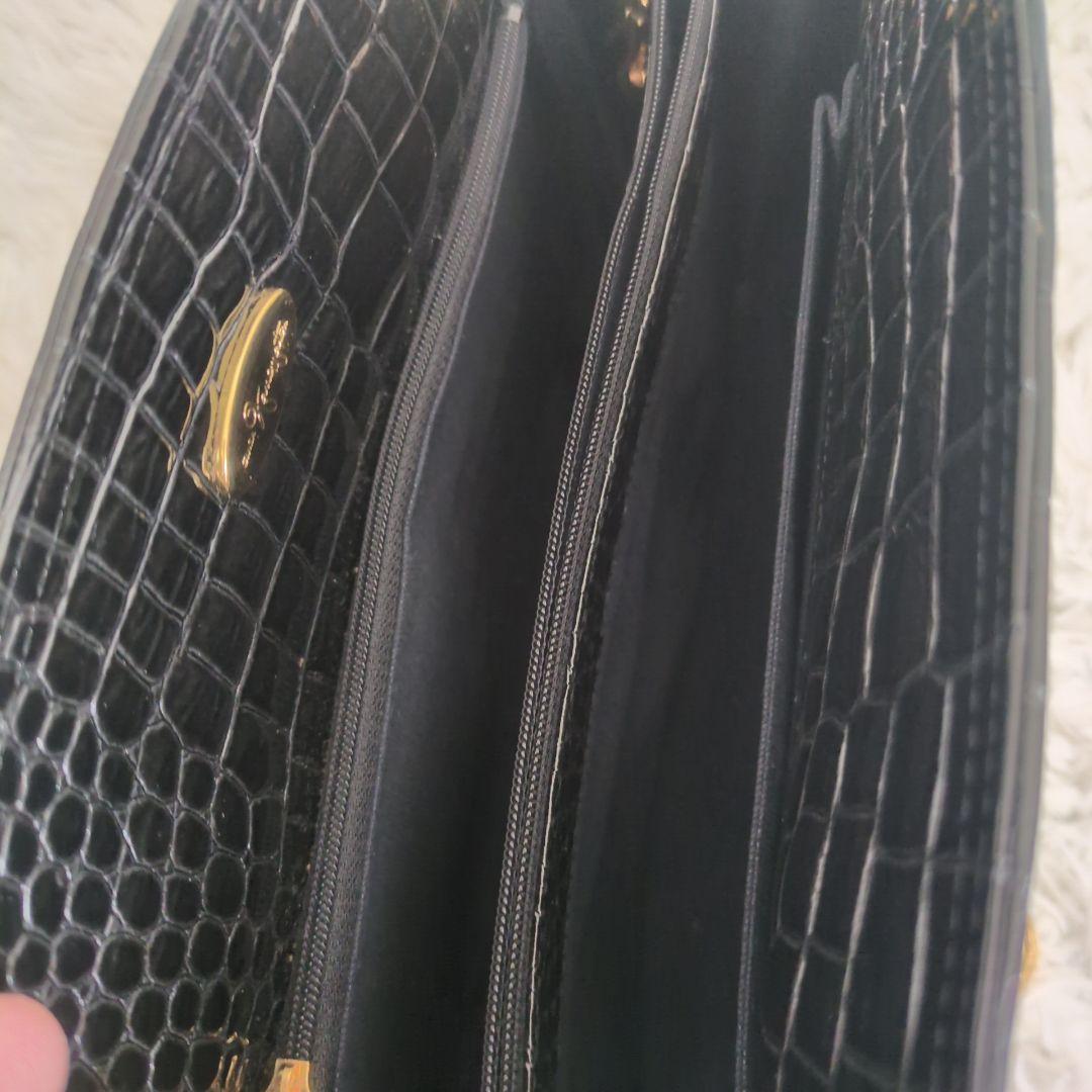 銀座かねまつ　ハンドバッグ　クロコ型押し　2way　シャイニング