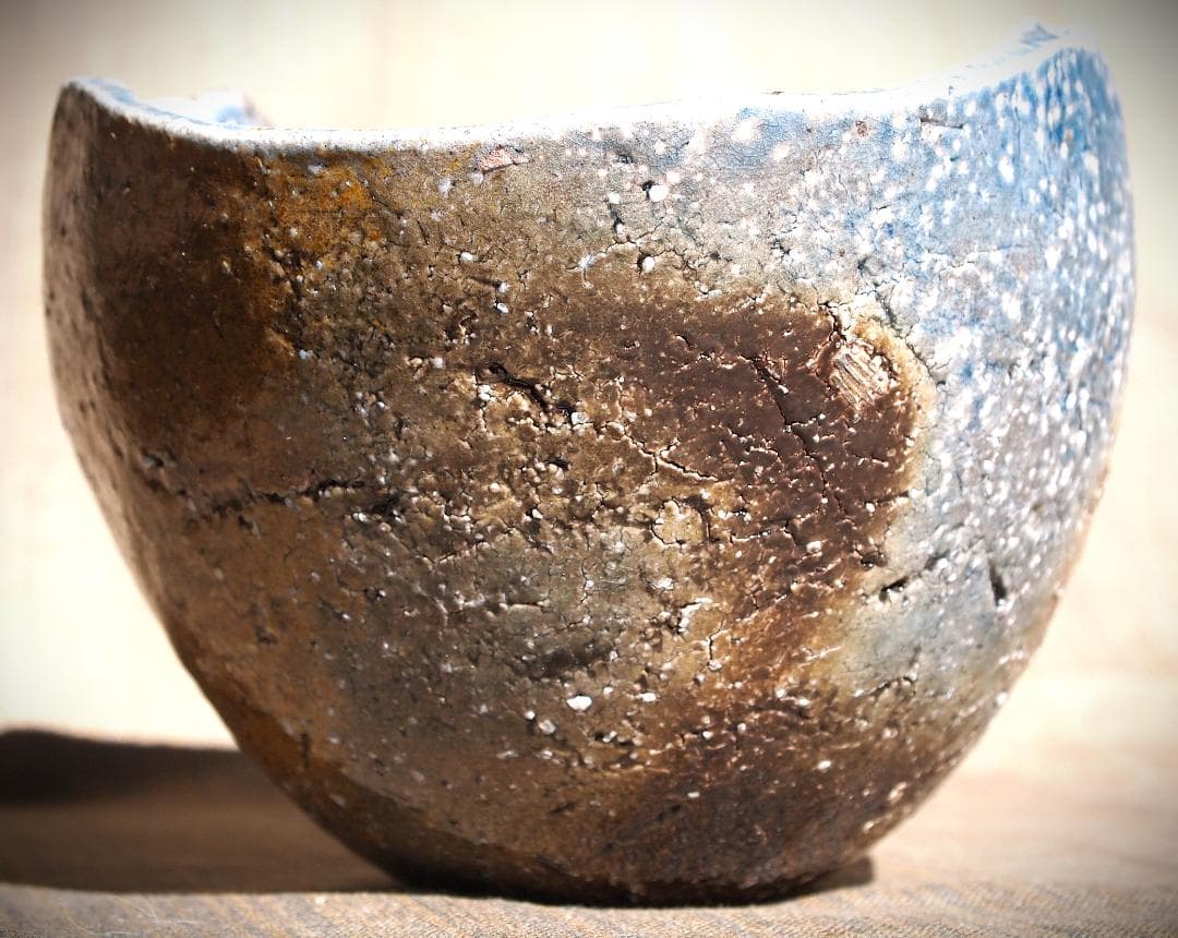 人気作家☆大岩智之【師：隠崎隆一】☆黒備前茶碗☆共箱☆コバルト