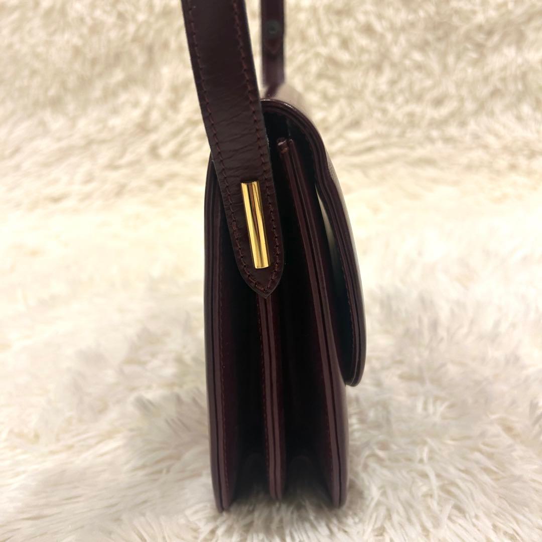 モラビト ワンショルダーバッグ レザー ボルドー ハンドバッグ ゴールド金具