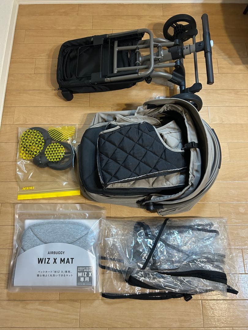 3点セット】AIRBUGGY WIZ X ペットカート、レインカバー、マット