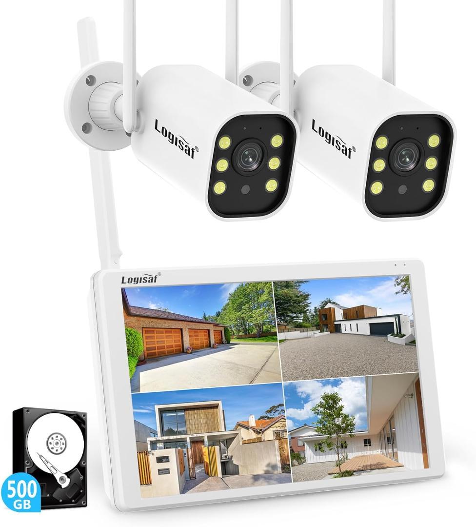 防犯カメラ 屋外 2台 モニター付き ワイヤレス 120°広角レンズ 防犯カメラ 屋外 2台 モニター付き ワイヤレス 120°広角レンズ