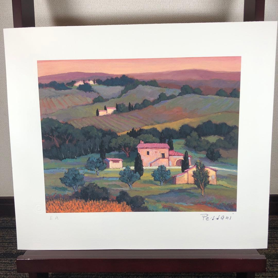 ペッサーニ 「トスカーナの夕映え」 版画(ジクレー) シート 額縁無し