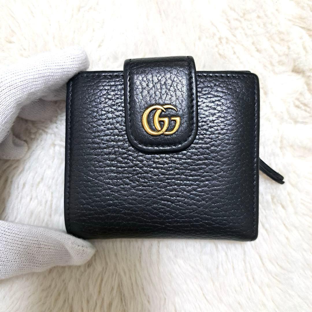 ✨極美品✨グッチ 二つ折り マーモント ブラック レザー GG金具 - メルカリ