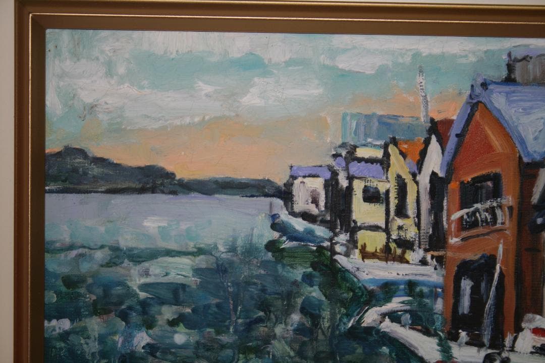 ★伊奈三知夫★油絵★日展光風会★江南市美術協会会員★Ｆ４号★丹後半島伊根町の舟屋