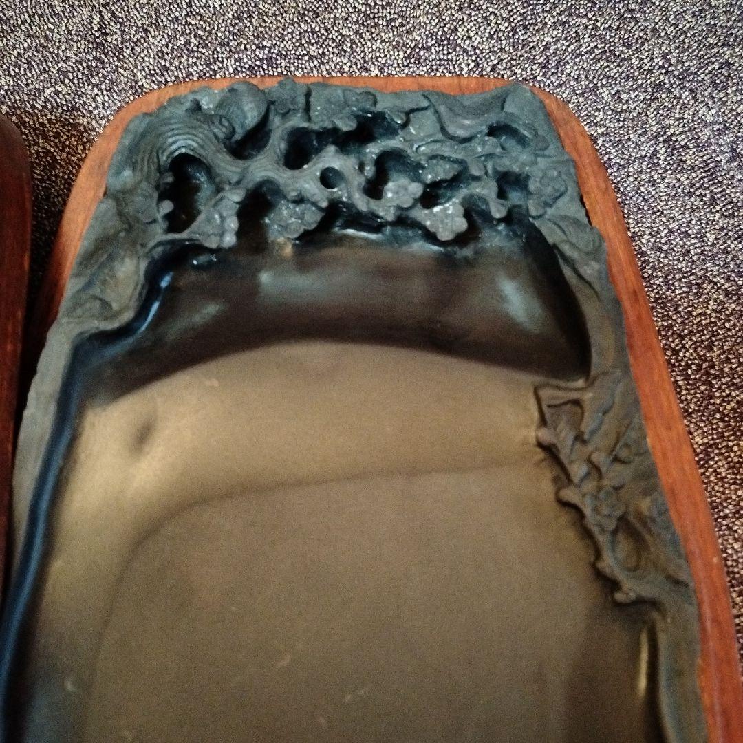 中国骨董【老坑仔巖極品龍雲古端渓硯石】旧家蔵コレクション貴重希少名品細工精密龍彫