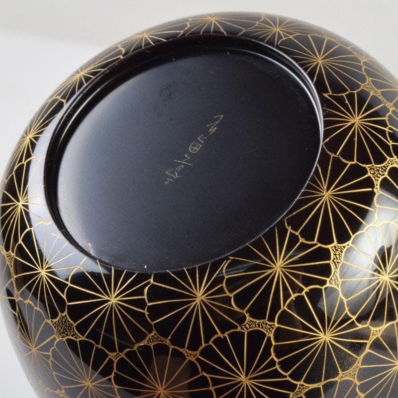 茶道具 輪島塗 前志芸男作 沈金菊文様 棗 共布共箱 V 9152