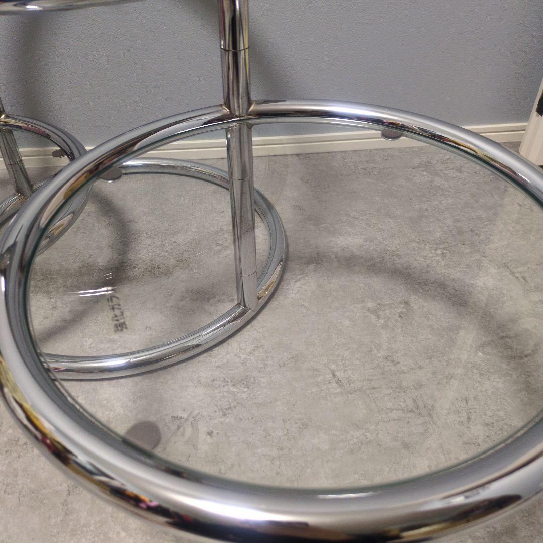 ラウンドテーブル 3段ガラス ミッドセンチュリー モダン スペース