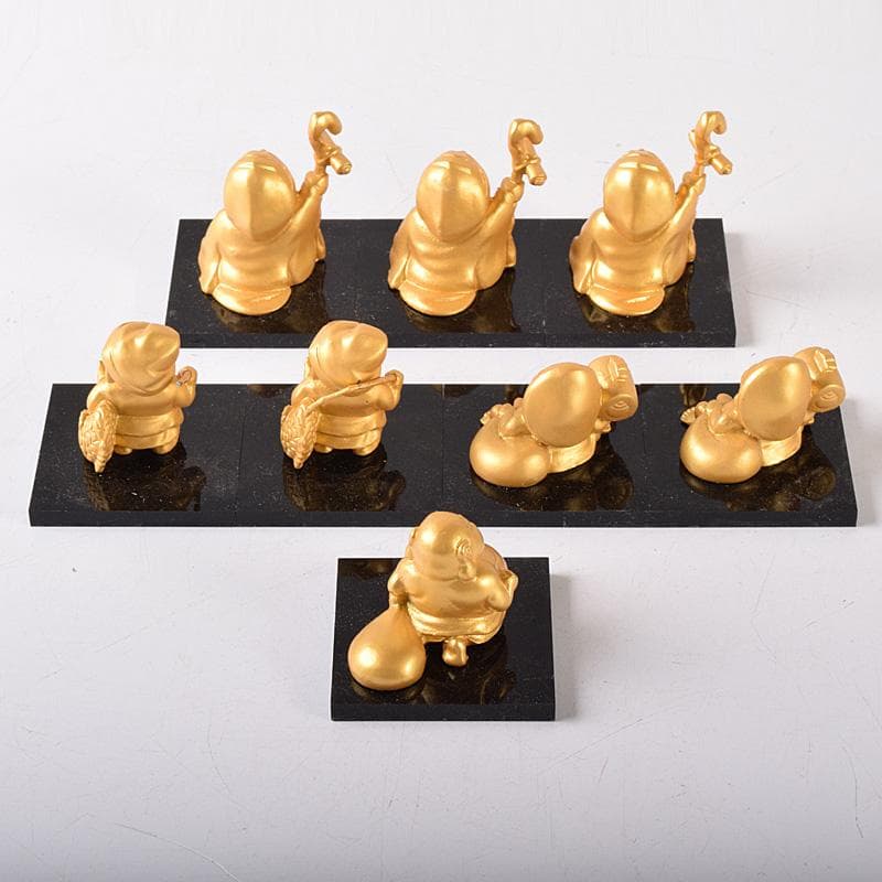 銅塗金　七福神　縁起物　置物　25体まとめて　ケース付　M　7306