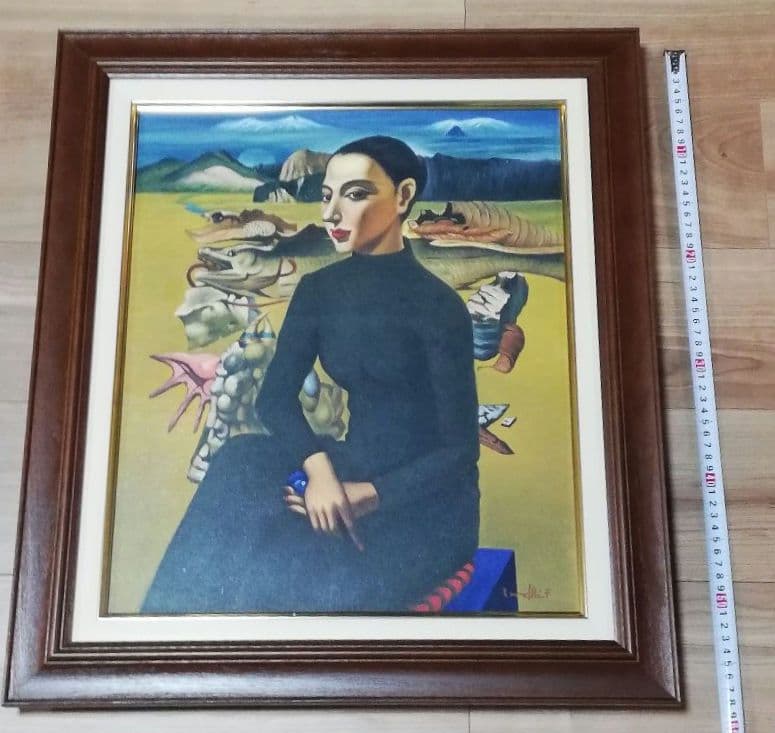 古沢岩美 油絵 F8号 額寸約58×52cm 快適