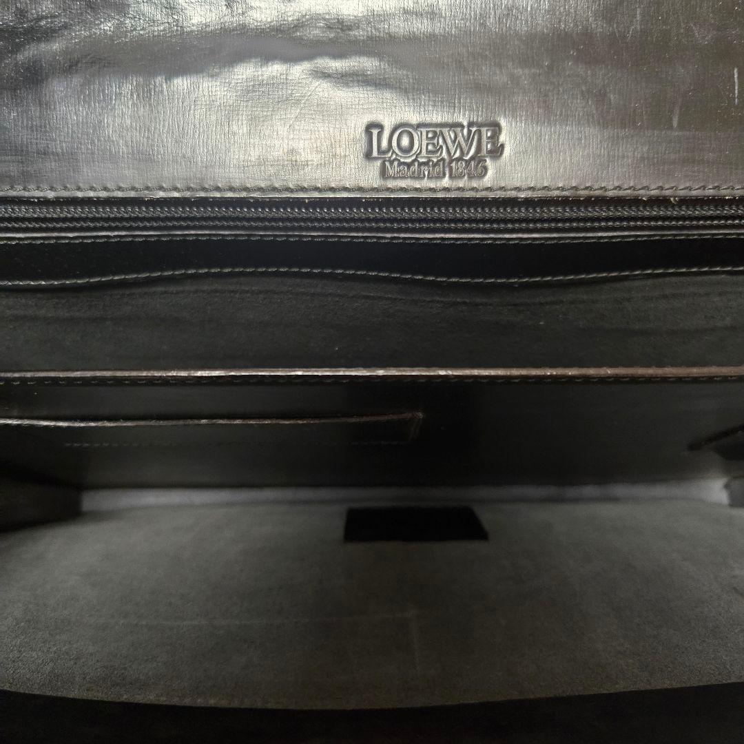 【希少】ロエベ ディプロマティコ ビジネスバッグ アナグラム 型押し レザー 黒