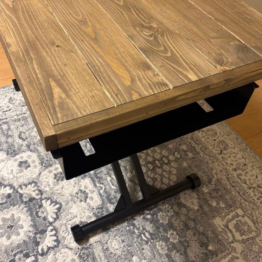 昇降式 ローテーブル 無垢材 ソファ対応 キャスター　在宅ワーク 昇降テーブル