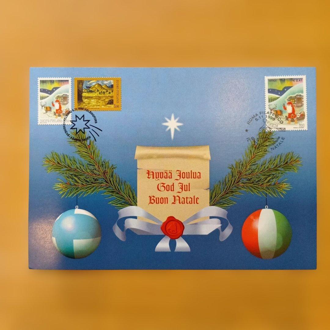350 フィンランド「1999年クリスマス切手3種とクリスマスカード