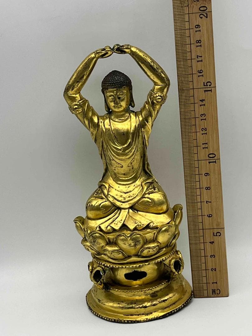 唐時代 金銅釈迦様立像 阿弥陀如来 金銅仏 唐物 仏教用品(C-80)