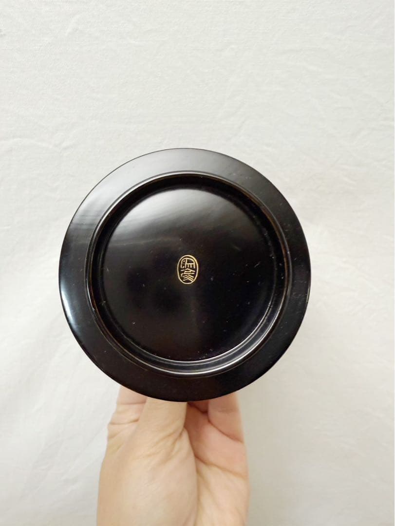 ほぼ未使用 懐石道具 平安象彦 木製黒真塗 箸洗 小吸物椀 5客揃 底印 共箱