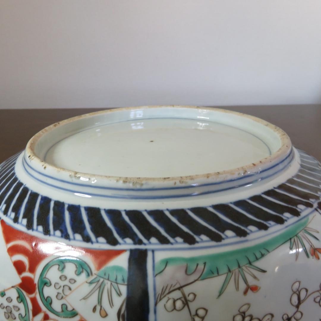 角鉢 八角鉢 伊万里 松竹梅 鳥 蝶 窯傷 歪み 明治前後