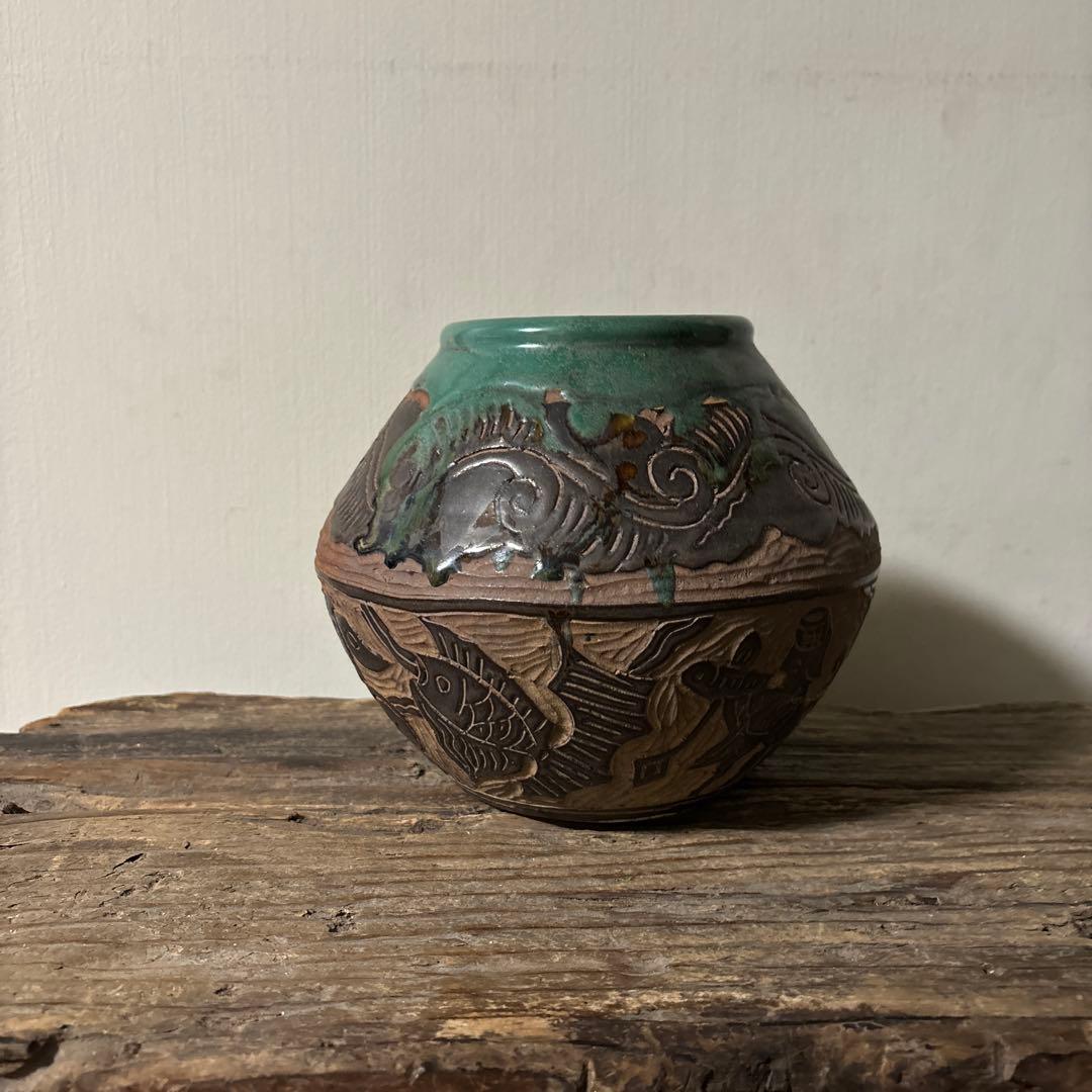 琉球古典焼 壺 古民芸.やちむん.壺屋焼.古道具.骨董品.アンティーク 検