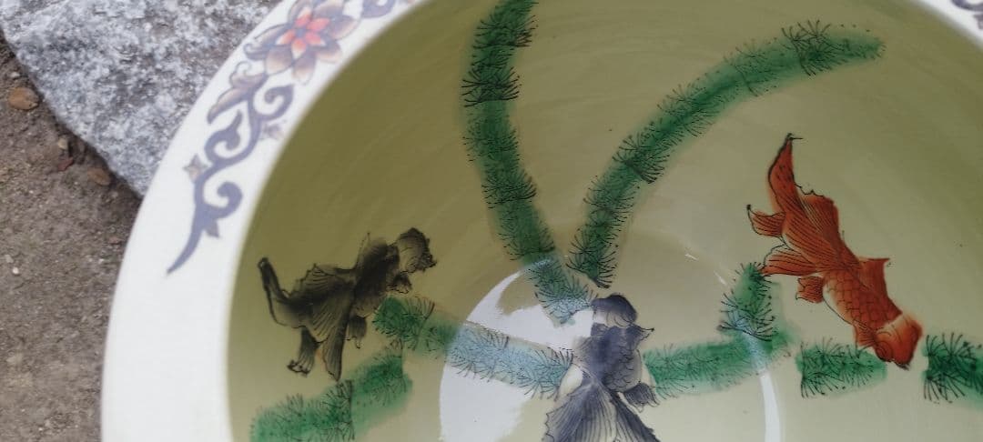 [希少】薩摩焼？九谷焼？　火鉢　金魚鉢　メダカ鉢　アンティーク　骨董品　時代物