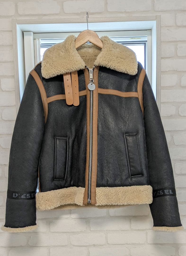 DIESEL ディーゼル 本革 ムートンジャケット 羊革 Sサイズ 袋付き