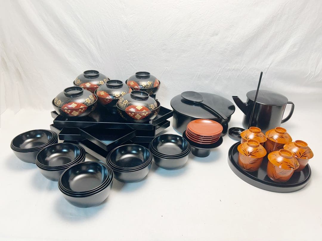 懐石道具揃えて 一式 五客揃 漆器 元箱