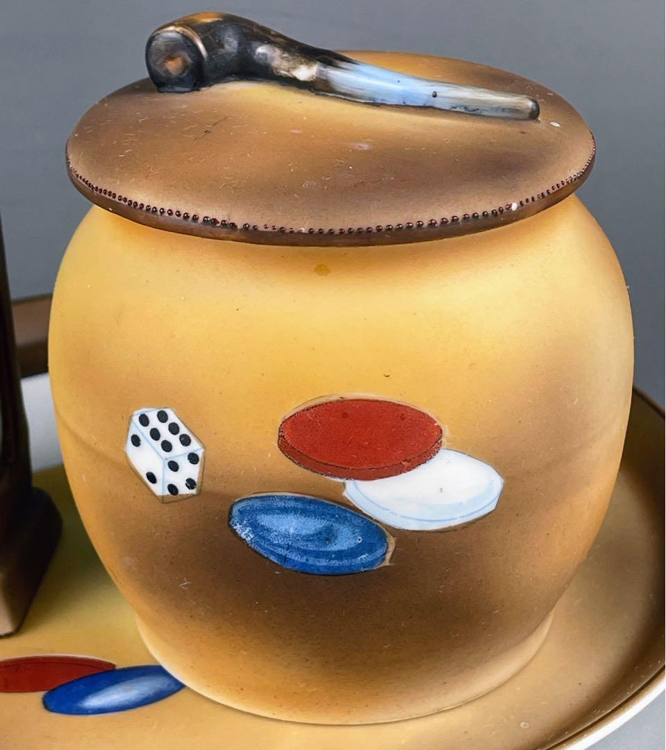 希少】オールドノリタケ トランプ紋 タバコ入れ マッチホルダー トレイ