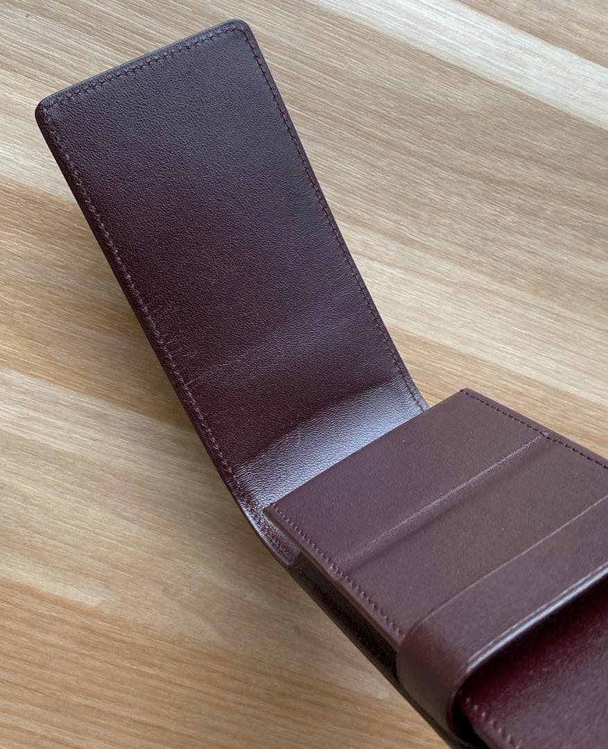 レア美品モンブラン ボルドー色レザー 本革ペンケース 3本用3本差し