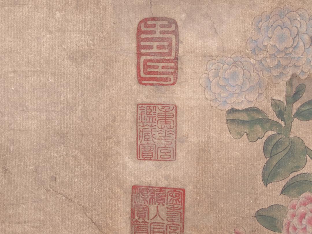 骨董掛け軸】花鳥図 中国顾闵中 肉筆掛け軸 唐物唐本 AK610A12-2