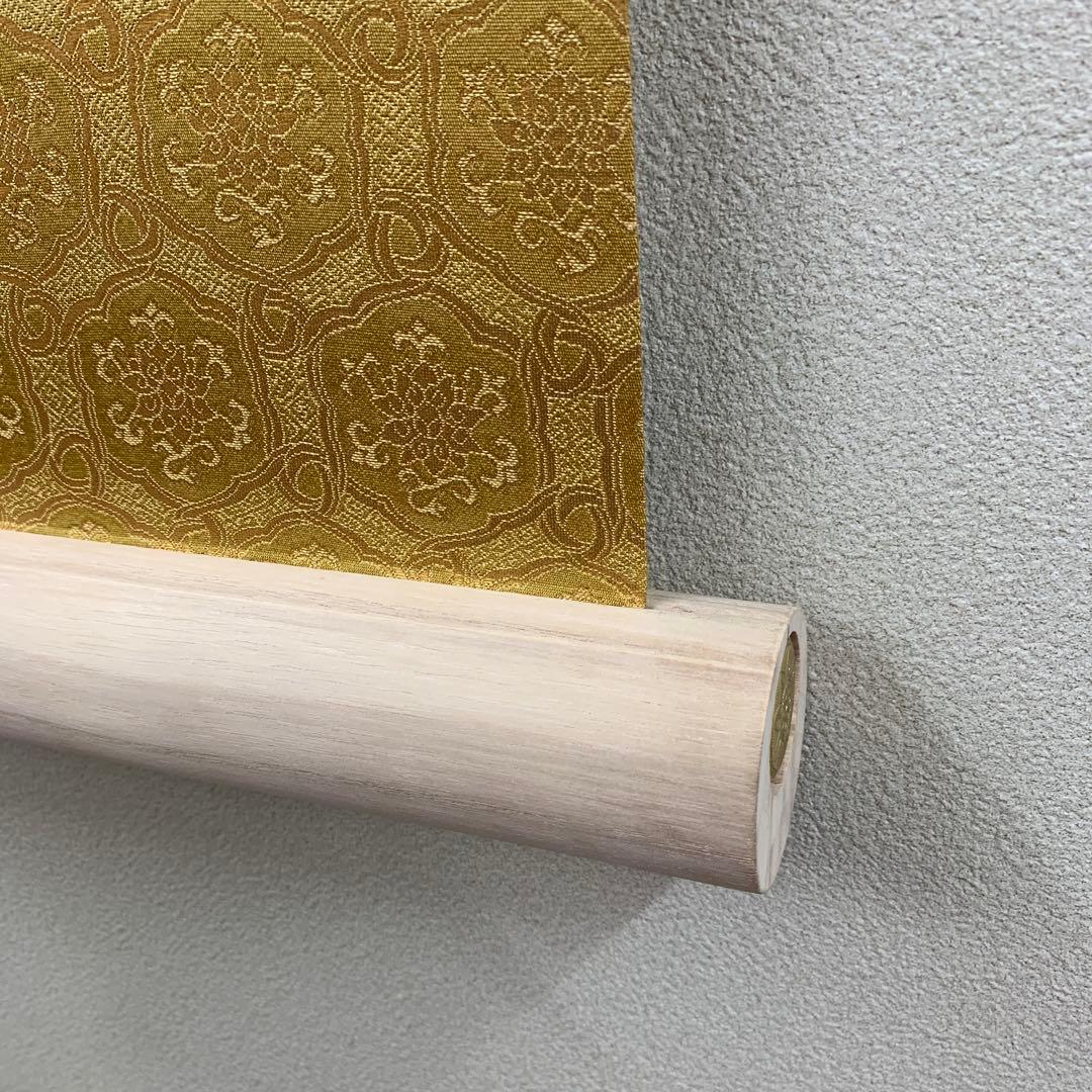 美品 掛け軸 正絹西陣織 金閣寺 般若心経 太巻き付 年中掛け