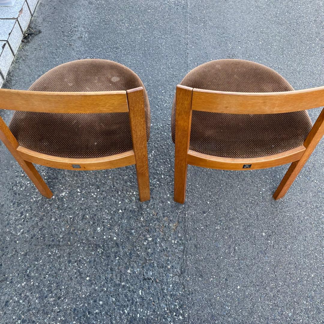 ② 天童木工 TENDO ベロア素材 木製 椅子 2脚 ダイニング コレクション