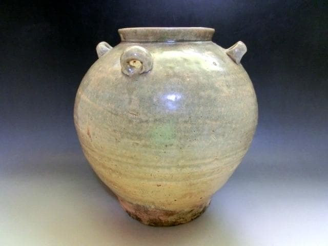 壷□古い耳付き船壷 丸壺 茶壷 古玩 古美術 時代物 骨董