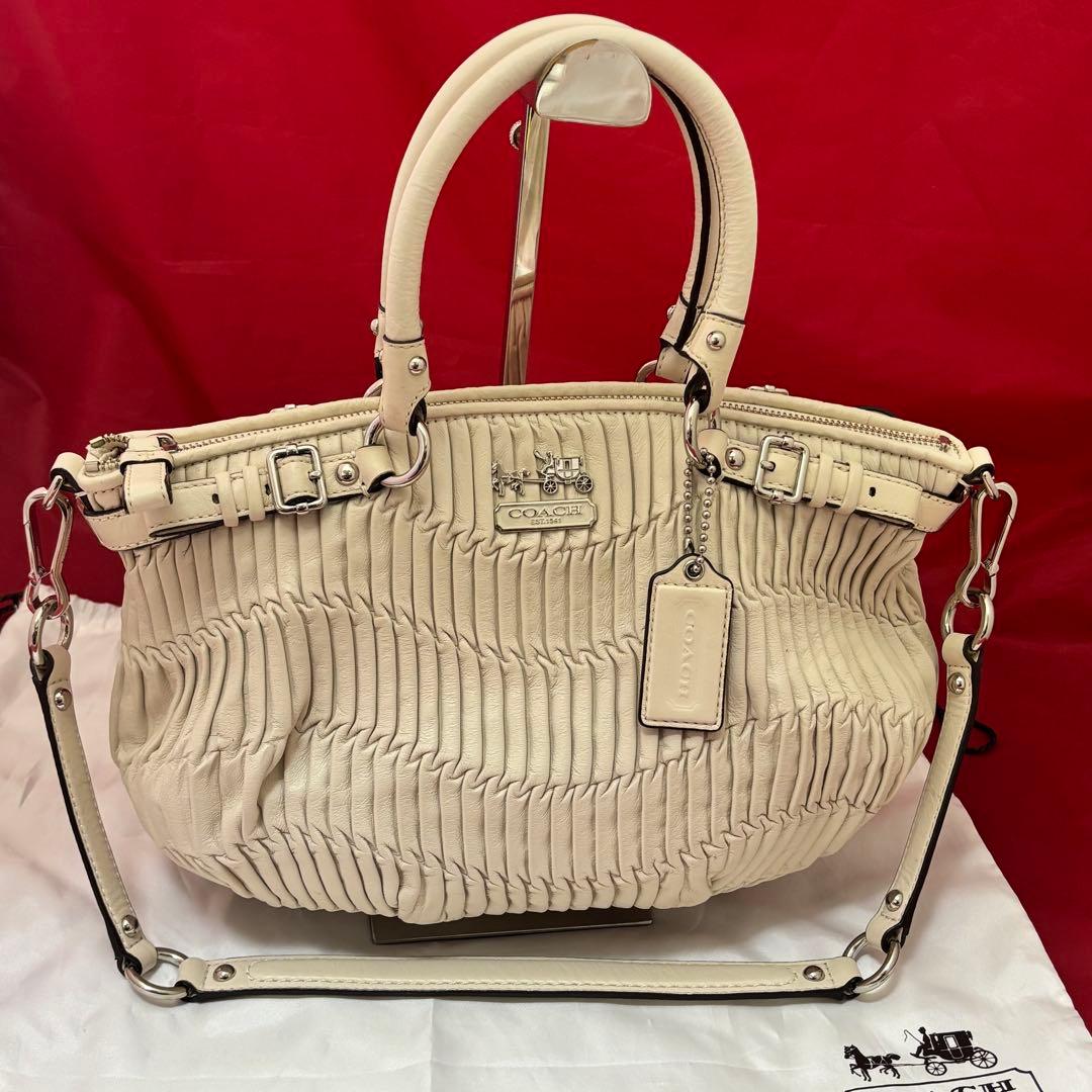 coach☆ギャザーレザー2wayショルダーバッグ 未使用