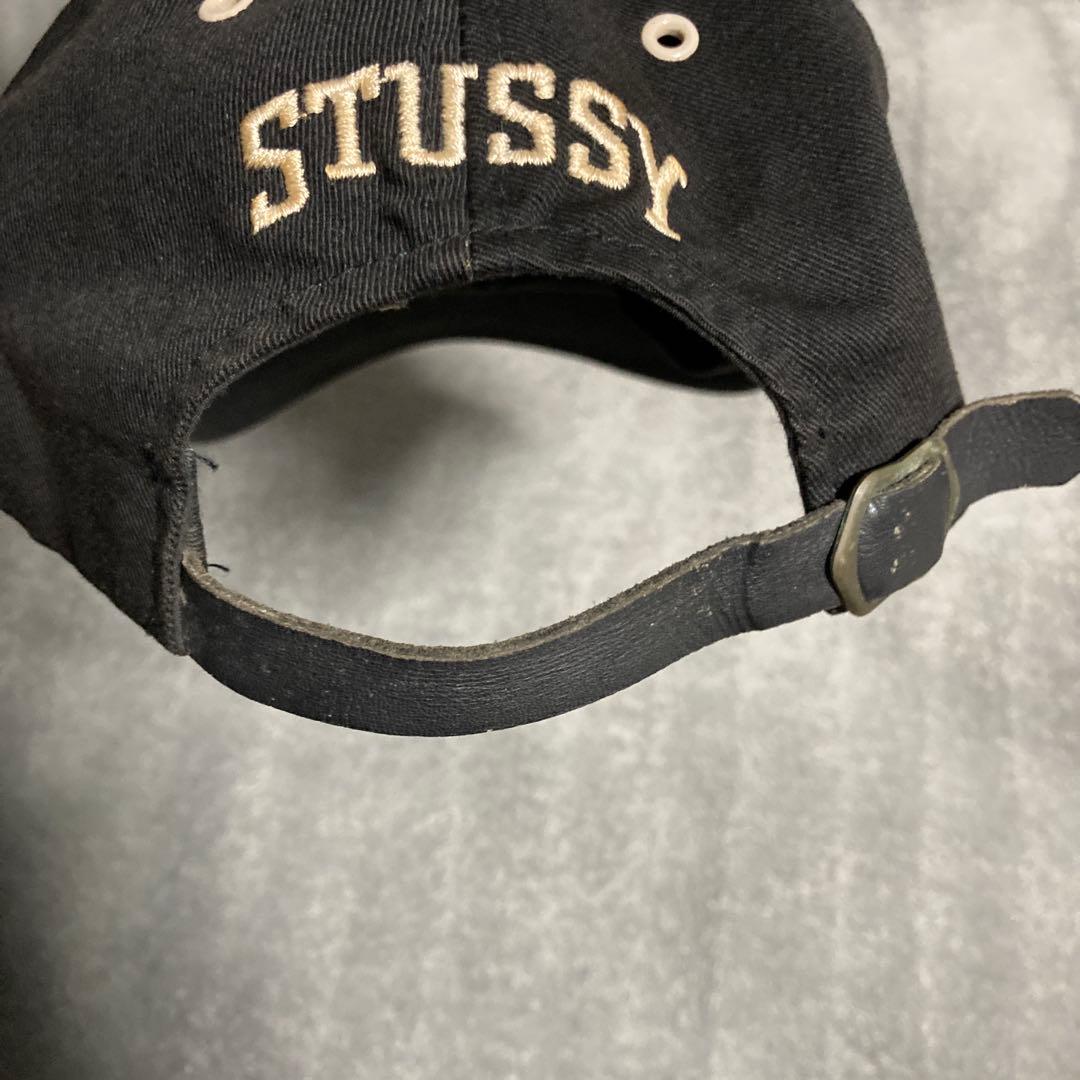 90s STUSSY 刺繍 キャップ 紺タグ ブラック オールドステューシー