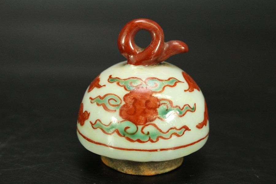 中国美術 赤絵 纏枝蓮花馬紋 瓢形 注瓶 高28cm(LC534)